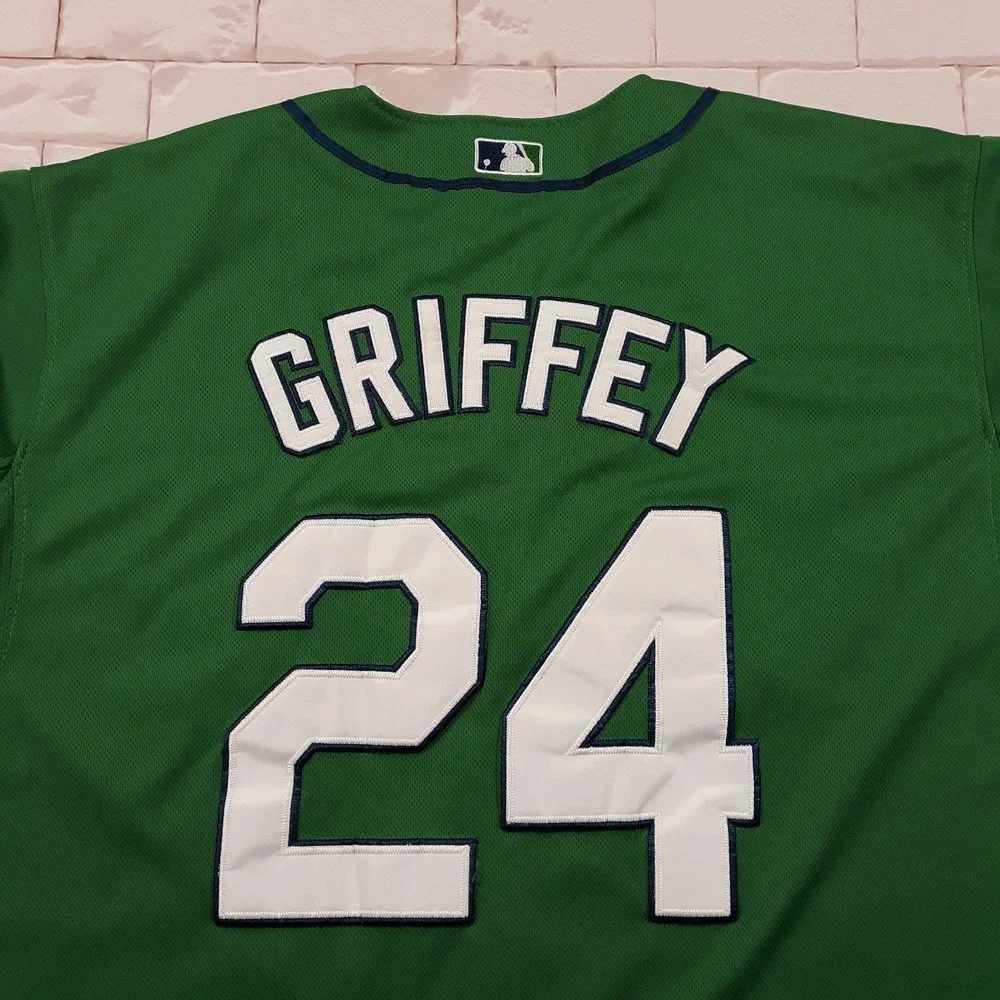 Majestic Seattle Mariners Ken Griffey Jr Jersey 35th Anniversary Patch Mens 52
